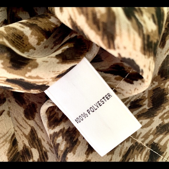 CHAUS Tan Animal Print Ruffle Blouse - Picture 5 of 6